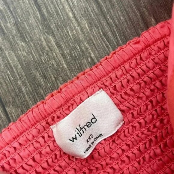 Aritzia Wilfred Stanza Mini Dress Linen Puff Sleeve Coral Pink Corset Size XXS - Picture 12 of 16